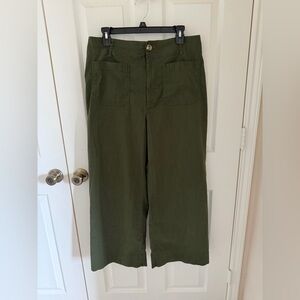Anthropologie Olive Green Wide-Leg Pants